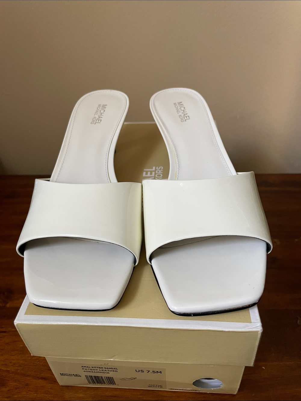 Michael Kors White Amal Kitten Sandal